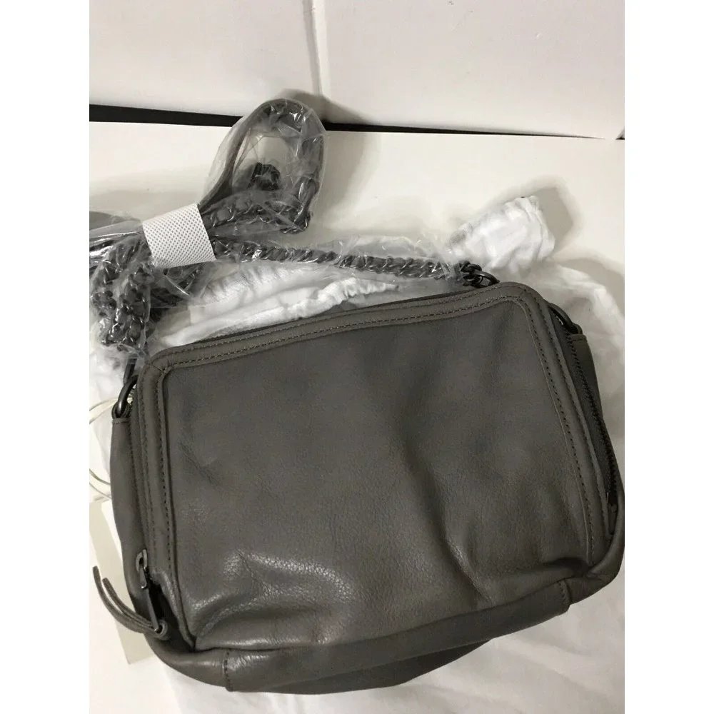 NWT liebeskind berlin small Crossbody handbag Annett Grey Leather Zip Detail - Picture 4 of 9